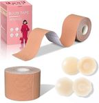 ohyeahus 2 Pack Boob Tape, Bob Tape for Breast Lift, Chest Support Lift with 2 Pairs Silicone Breast Petals for Large Breasts A-G Cup Nude
