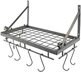 Southern Homewares Classic Pot and Pan Hanging Rack Cast Iron Pans Includes Wire Shelf and 8 Hooks Easy Mount