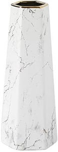 12inch White Gold Finish Marble Ceramic Flower Vase Home Decor Vase and Table Centerpieces Vase - Ideal Gifts for Friends and Family, Christmas, Wedding, Bridal Shower