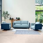 WOODEN WORLD Modern 5-Seater Sofa Set Dual Tone Luxury 3+1+1 | Contemporary Upholstered Couch Set | Elegant and Comfortable Living Room Seating | Stylish and Versatile Furniture