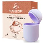 Senziwash Menstrual Cup Sterilizer & Case | Kills 99% Of Germs In 3 Minutes | Reusable Silicone Sterilizing Holder | Portable Cleaning Container & Microwave Steamer, for women, Purple, pack of 1