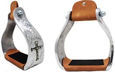 CHALLENGER Horse Saddle Stirrups Western Aluminium Twisted Engraved Rhinestone Cross 51189