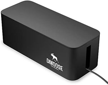 DMoose Cable Management Box - Wooden Style Cord Organizer Box to Hide Power Strips, Surge Protectors & Cords. Cable Organizer Box- ABS Material 15.7" (L) x 6.1" (W) 5.3" (H) – Extra Large (Black)