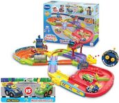 VTech Toot-Toot Drivers Super Circuit RC Raceway, Toy Car Playset with 2 Vehicles Included, 3 Exciting Crash Zones, Songs & Fun Phrases, Interactive Toddler Toy 12 Months, 2, 3, 4 +, English Version