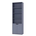 URBNLIVING 6 Tier Bookcase Bookshelf With 2 Doors Cupboard (Grey)