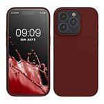 kwmobile Case Compatible with iPhone 15 Pro Case - Slim Soft TPU Silicone Cover - Tawny Red