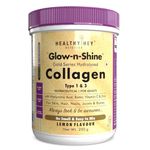 HealthyHey Nutrition Skin Glow-N-Shine Collagen Powder 200G | Hydrolysed Collagen For Women And Men With Hyaluronic Acid, Biotin And Vitamin C For Healthy Skin, Hair And Nails - (Lemon, 200Gm)