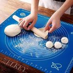 MAANPAT Silicon Fondant Rolling Mat or Silicone Baking Sheet Large with Measurements Stretchable for Kitchen Roti Chapati Cake Pad Cooking Dough Atta Kneading Big Size (Color May Vary)