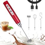 Nahida Handheld Milk Frother for Coffee, Rechargeable Electric Whisk with 3 Heads 3 Speeds Drink Mixer Foam Maker for Latte, Cappuccino, Hot Chocolate, Egg