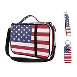Renewold American Flag Print Bible Bags Totes Keychain 3pcs Set for Women Men Boys Girls Carrying Bible Covers Church Bag Protective Multi-Functional Bag with Handle Adjustable Shoulder Strap
