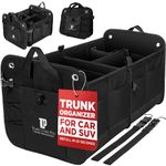 TRUNKCRATEPRO Trunk Organizer For Car, SUV, Car Organizers And Storage. Premium Adjustable Multi Compartments Durable Foldable Gift, Car Accessories W 2 Straps (Regular, Black)