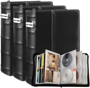 PUTNATRUE 3-Pack DVD CD Storage Binder – Total 168 Discs Capacity (56 Each), PU Leather Media Organizer with Label Slots & Cover Pockets, Portable DVD Case for Home, Car, Blu-ray & Game Discs