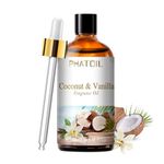 PHATOIL Coconut & Vanilla Fragrance Oils for Aromatherapy, Essential Oils for Diffusers for Home, Perfect for Candle Making, Soap Making and DIY Scented Products - 100ml