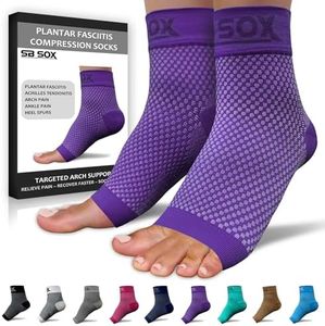 SB SOX Plantar Fasciitis Compression Socks - Plantar Fasciitis Relief for All Day Wear - Best Ankle Sleeve and Arch Support for Foot Pain and Comfort (Purple, X-Large)