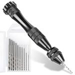 LEOBRO Hand Drill for Resin Molds, 12 cm Black Pin Vise with 10 PCS Steel Drill Bits (0.8-3mm), for Drilling Holes in Epoxy Resin, Polymer Clay, Wood, Making Jewelry Keychain Pendant