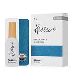 D'Addario Organic Reserve Bb Clarinet Reeds - Reeds for Clarinet - Individually Sealed - 2.5 Strength, 10 Pack