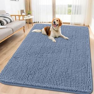 Smiry Dog Door Mat for Muddy Paws 71x46, Absorbs Moisture and Dirt Doormat, Non-Slip Washable Quick Dry Chenille Front Door Mat Indoor Entrance, Entryway Carpet for Inside Floor, Airy Blue
