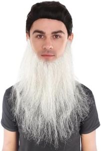 BC GOODS BY Long Synthetic Beard for Men Ideal for Cosplay and Performance, Medium Grey
