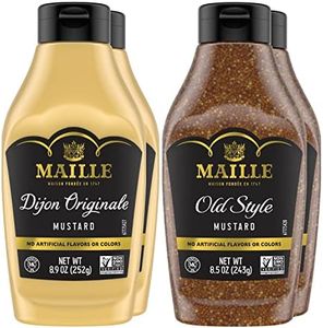 Maille Dijon Mustard 4 count Squeeze Condiment Variety Pack Dijon Originale & Old Style Non-GMO, Kosher 8.5 oz