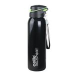 Cello Gym Star Vacuum Insulated Flask | Hot and Cold Kids Water Bottle | Double Walled Sports Bottle for Travel, Home, Office, School | 650ml, Black (Stainless Steel)