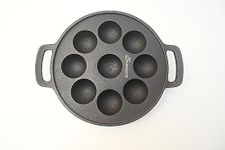 RUDRAECO Cast Iron Preseasoned 9 Pits Paniyaram/Appe Pan/Paddu/Appam Maker/Chatti/Cavity/Ponganalu Maker