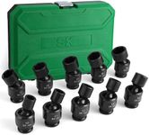 SK 3/8" Drive Universal Swivel Impact Socket Set, Metric Socket Set, 10-Piece, Premium CR-MO Steel, SureGrip 6 Point Design, with Storage Case