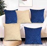 STARNSTYLE Velvet Decorative Cushion Cover 12x12 Inch - Set of 5, Soft Solid Damask Square Throw Pillow Covers for Sofa, Living Room or Home Decor - 30x30 cm