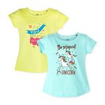 ARIEL Girls Regular Fit Half Sleeves Tshirt (AR-G-HTop-P2-1516-S10_FBA_Multicolour_15-16 Years)