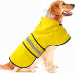 Dog Raincoat Waterproof Reflective Slicker - Lightweight Breathable Hooded Poncho Rain Coat Jacket with Adjustable Belly Strap and Leash Hole for Small Medium Large Dogs (Yellow, XX-Large)