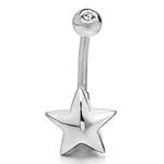 COOLSTEELANDBEYOND Steel Puff Star Belly Button Ring Body Jewelry Piercing Ring Navel Ring Barbells with Cubic Zirconia(CA)