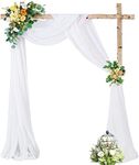 Wedding Arch Draping Fabric, 2 Panels 28" x 19Ft White Drapes Sheer Backdrop Curtain for Wedding Ceremony Party Ceiling Decor