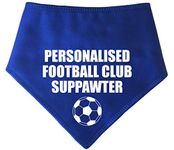 Spoilt Rotten Pets S2 Blue Any Team Football Suppawter Personalised Any Local or Premier Team etc Dog Bandana (Size 2 Small Dogs Terriers & Cockerpoo)