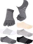 5 Pairs Stripe Toe Socks Five Finger Socks Low Cut Colorful Socks for Women Girl Supplies, Classic Colors, Medium