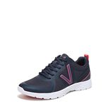 Vionic Brisk Miles II Women's Trainers Lace Up Supportive Walking Shoes for Heel Pain, Plantar Fasciitis with Orthotic Insole Arch Support Medium Fit Navy/Pink UK 6