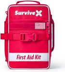 SurviveX Large First Aid Kit for Car, Travel & Home - Emergency Kit for Hiking, Camping, Backpacking and Outdoor Adventures - Includes Zip Stitch Wound Closure Strips