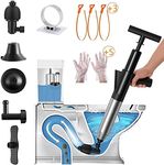 FTKINGDER Air Toilet Plunger,Drain Clog Remover Tools,High Pressure Drain Blaster Gun with Visual Barometer,Toilet Plungers Suitable for Sink, Toilets, Bathroom, Shower, Kitchen, Clogged Pipe(Black)