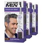 Just For Men Touch Of Gray Comb-In Men's Hair Color, Dark Brown (Pack of 3)