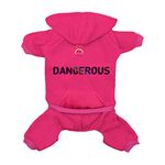 Izefia Dog Hoodie Dog Hoodies with Pocket Clothes 4 Legs Jumpsuit Fleece Sweater Winter Sweat Shirt Warm Cotton Dog Hoodie for Small Dog Medium Large Dog Cat Magenta S