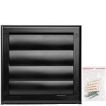 HVAC OV ø4" Inch Black Square Exhaust Vent Cover - Louvered Dryer Duct Vent Cover - Vent Hood with Shutters - One-Directional Plastic Air Grille - Hidden Screw Holes