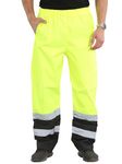 shelikes Mens Waterproof Rain Hi Vis Safety Over Trouser Work High Viz Visibility Pants (Small, Yellow 2 Tone)