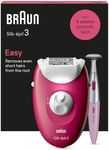 Braun Silk-épil 3 Wired Epilator for Easy Hair Removal, Silky Smooth Skin for Weeks, Raspberry3-202