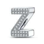 LaMenars Letter Z Charm 925 Sterling Silver Beads for Bracelets with 5A Cubic Zirconia, Birthday Jewelry Gifts Women Girls