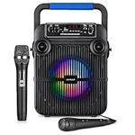 JAMELO Portable Karaoke System with 2 Microphones, Rechargeable Karaoke Machine with RGB Light Effects, Bluetooth Speaker Supports USB, Music Box for Adults/Kids Party Wedding Home KTV Gifts (Q1)