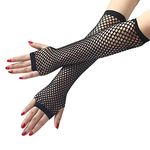 HEAVY DRIVER® Long Fingerless Fishnet Gloves Party Accessories Mesh 1920s Gloves Black