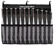 PowerNet Hanging Bat Bag Caddy for Baseball and Softball Teams | Hangs on Fence and Holds Up to 12 Bats | Keeps Players Ready and Dugout Organized (Black)