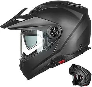 ILM Motorcycle Full Face Modular ATV Helmet Three in One Snowmobile Casco with Pinlock Anti Fog Visor for Men Women DOT Model-909F(Matte Black L)