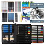 74 Drawing Sketching Kit Set - Pro Art Supplies with Sketchbook & Watercolor Paper - Include Watercolor,Graphite,Colored,Metallic,Pastel,Charcoal Pencil - for Artists Beginners Adults Teens