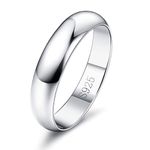 Diamday 925 Sterling Silver Ring for Women Men High Polish Wedding Band Plain Simple Silver Thumb Rings Elegant Minimalist Anniversary Jewellery Gifts 4MM V-1/2