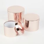 Oasis Paper Gift Box Metallic Empty, Decorative, Reusable, Multipurpose Birthday, Anniversary, Wedding, Return Gifts Hamper Packaging (Set of 3) Round Rose Gold Metallic