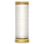 100% Natural Cotton Thread by Gutermann for Sewing and Quilting - 100m Spools - Colour Number WHT - 1 x 100m Spool